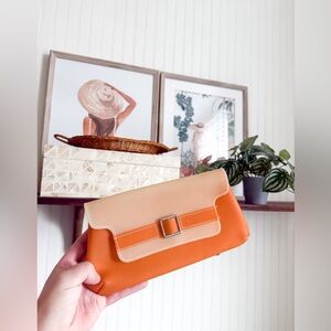Vintage Avon PVC orange and clear clutch purse / makeup bag